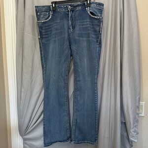 Blue Denim Jeans with Rhinestone Accents